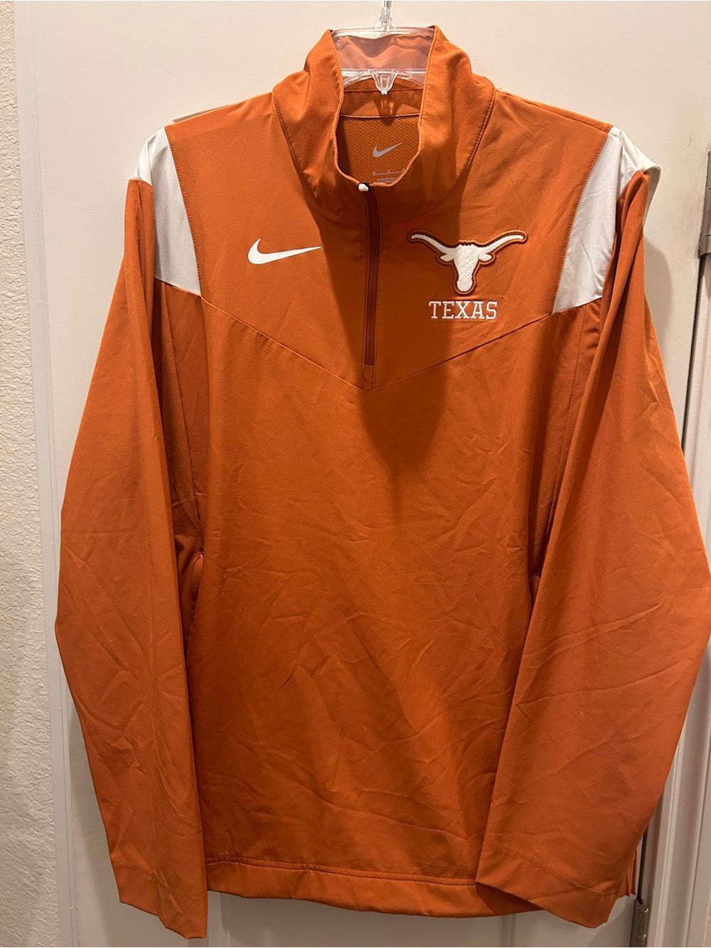 Nike Men's Texas Longhorns Orange White Quarter Zip Performance Jacket Pullover